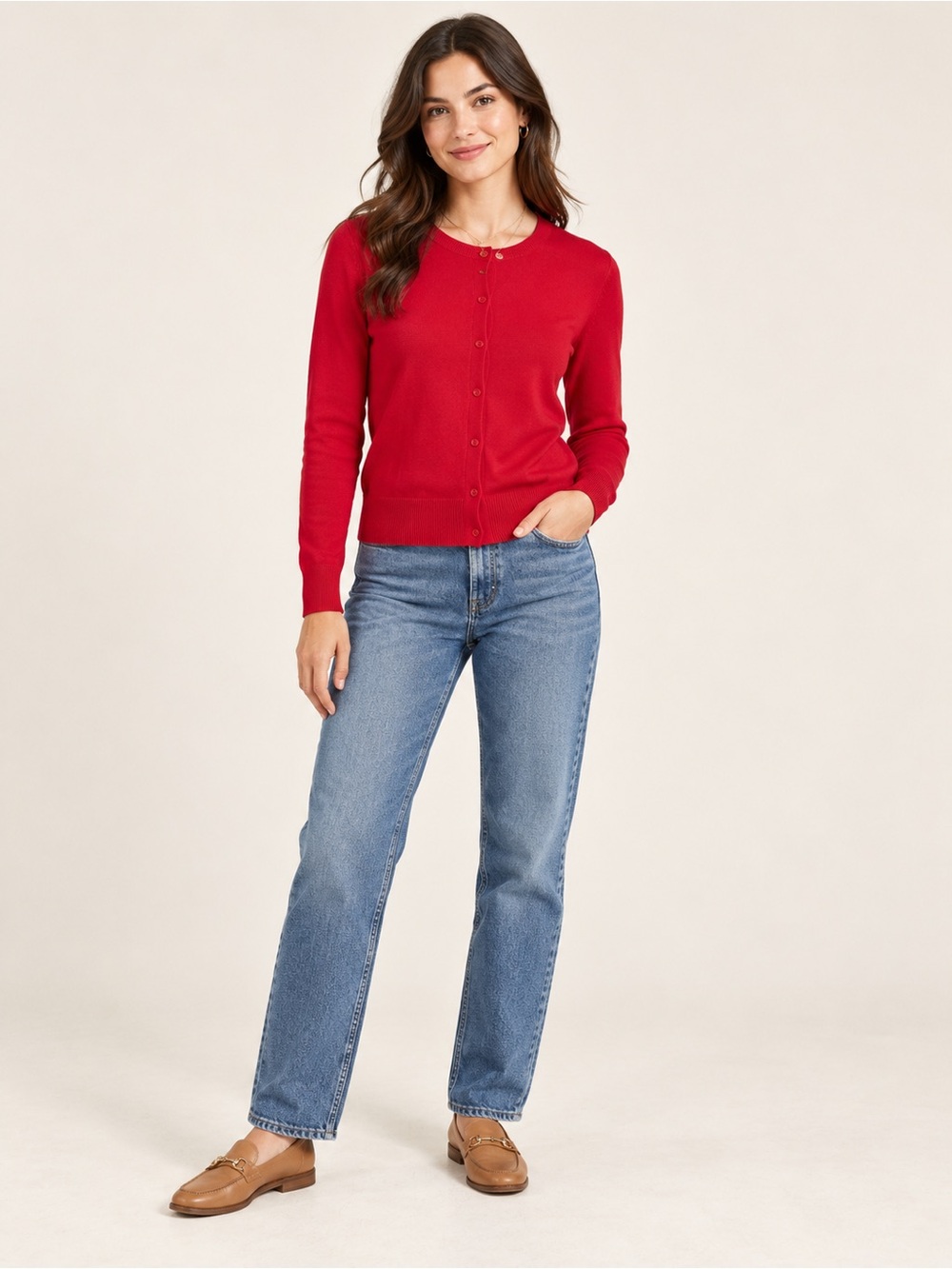 Gap Red Cotton Crewneck Button Front Cardigan Sweater XXL NWT